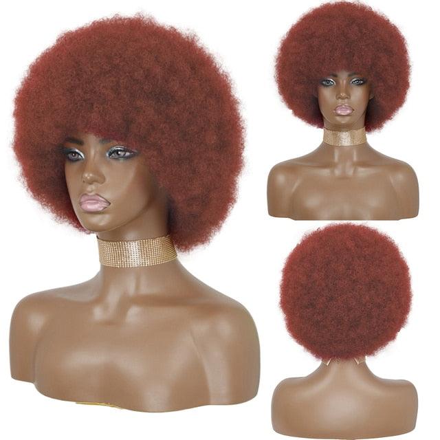 Cute Afro Wig Women Short Fluffy Hair Wigs with Bangs For Black Women Kinky curly Synthetic Hair For Party Dance Cosplay Wigs For Black Women Cosplay Wigs For Women - Pendo Store