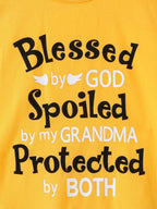 Children's Round Neck Letter Graphic T-Shirt and Distressed Jeans Set