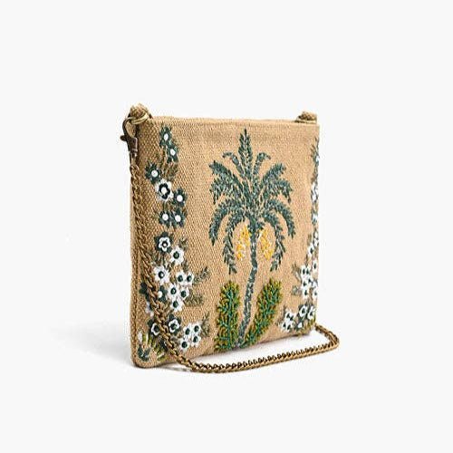Desert Oasis Embellished Clutch – Luxe Handwoven Jacquard - Pendo Store