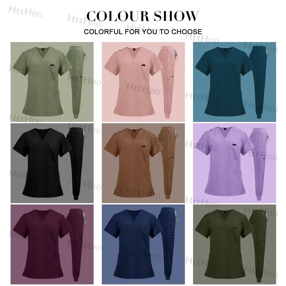 Doctor Nurse Medical Uniforms Shirt Scrubs Women Jogger Set Hospital Accessories Operating Room Surgical Gowns Mens Workwear New - Pendo Store