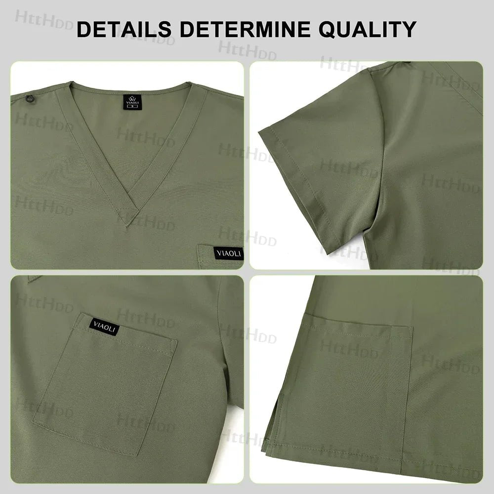 Doctor Nurse Medical Uniforms Shirt Scrubs Women Jogger Set Hospital Accessories Operating Room Surgical Gowns Mens Workwear New - Pendo Store