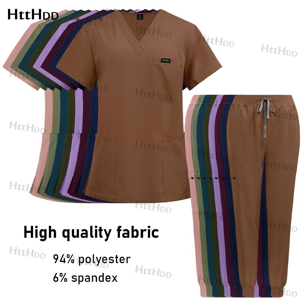 Doctor Nurse Medical Uniforms Shirt Scrubs Women Jogger Set Hospital Accessories Operating Room Surgical Gowns Mens Workwear New - Pendo Store