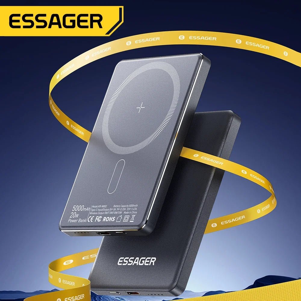 Essager Thin Wireless Power Bank Magnetic 20W 5000mAh Portable Fast Charging External Battery for Magsafe For iPhone 17 16 15 14 - Pendo Store