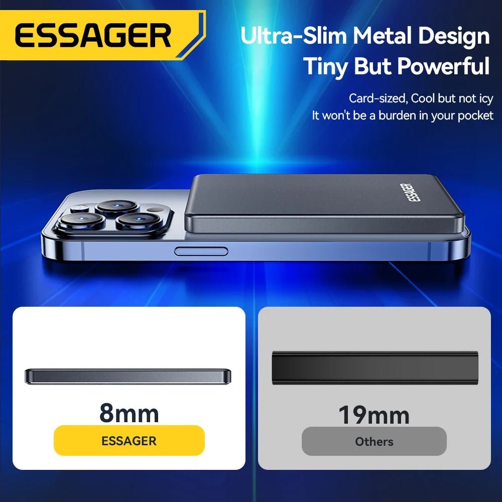 Essager Thin Wireless Power Bank Magnetic 20W 5000mAh Portable Fast Charging External Battery for Magsafe For iPhone 17 16 15 14 - Pendo Store
