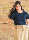 Essential Navy Flutter Sleeve Top - Pendo Store
