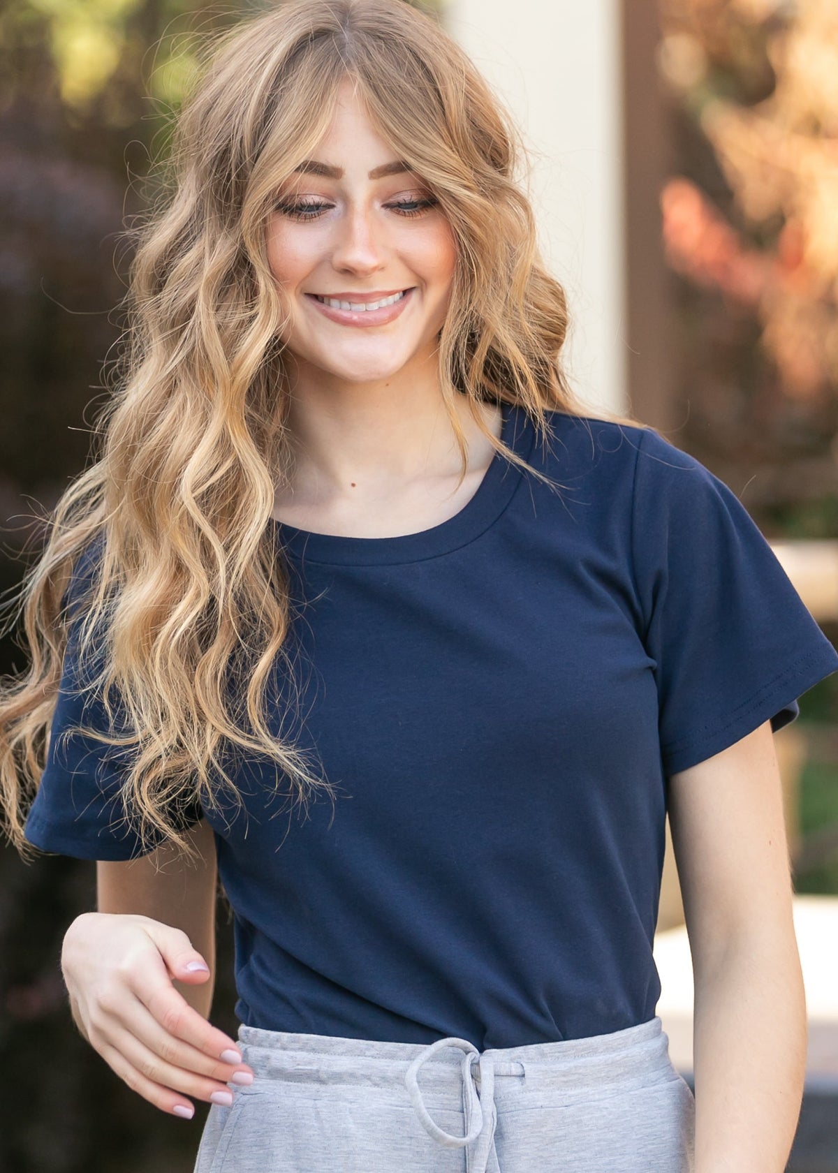 Essential Navy Flutter Sleeve Top - Pendo Store