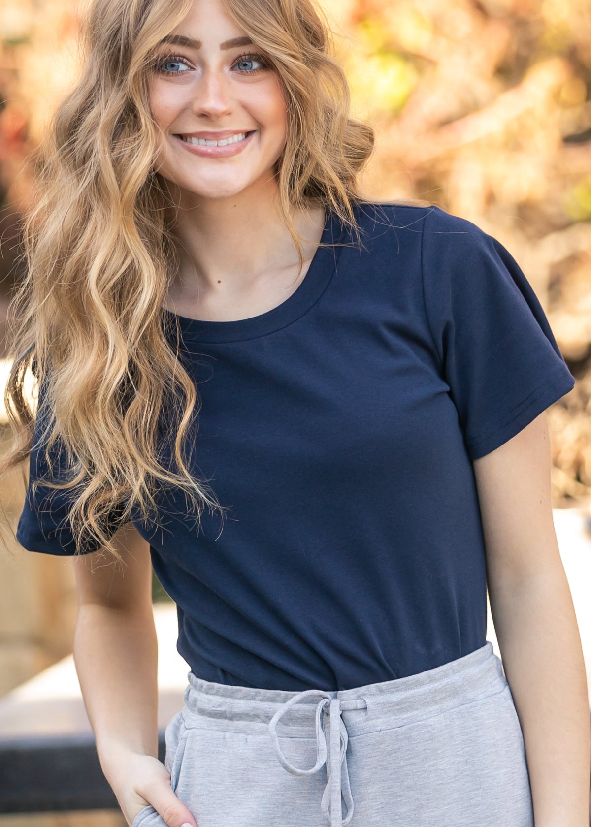 Essential Navy Flutter Sleeve Top - Pendo Store
