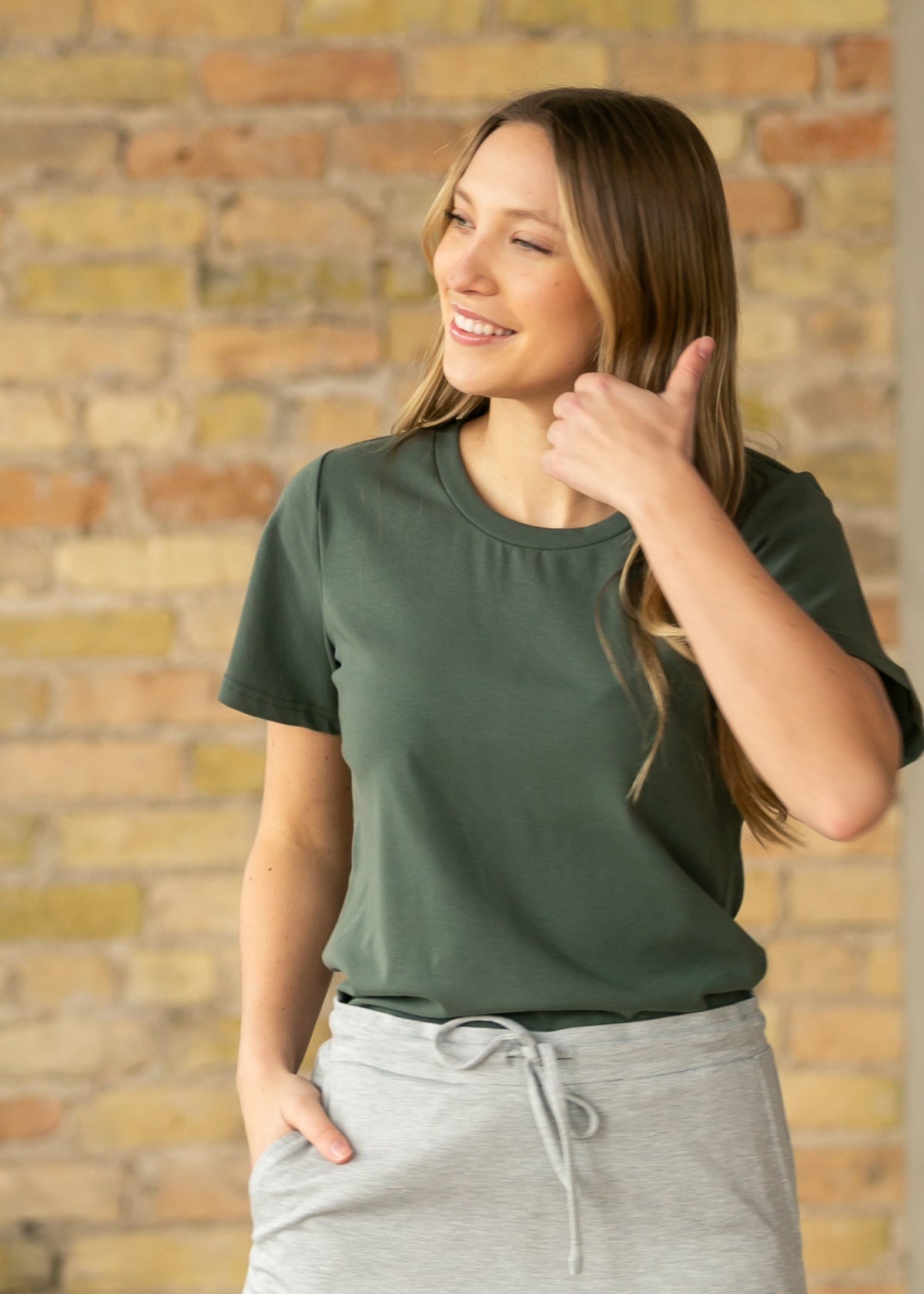 Essential Olive Flutter Sleeve Top - Pendo Store