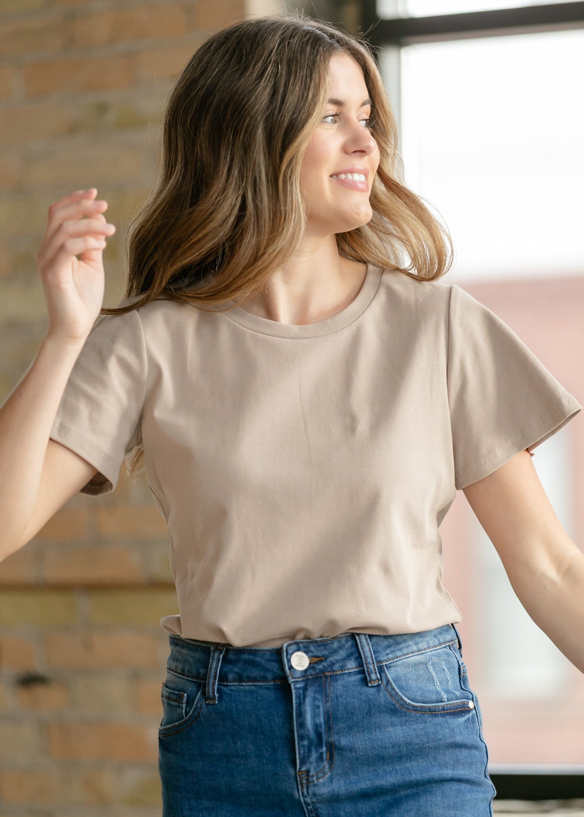 Essential Sand Flutter Sleeve Top - Pendo Store