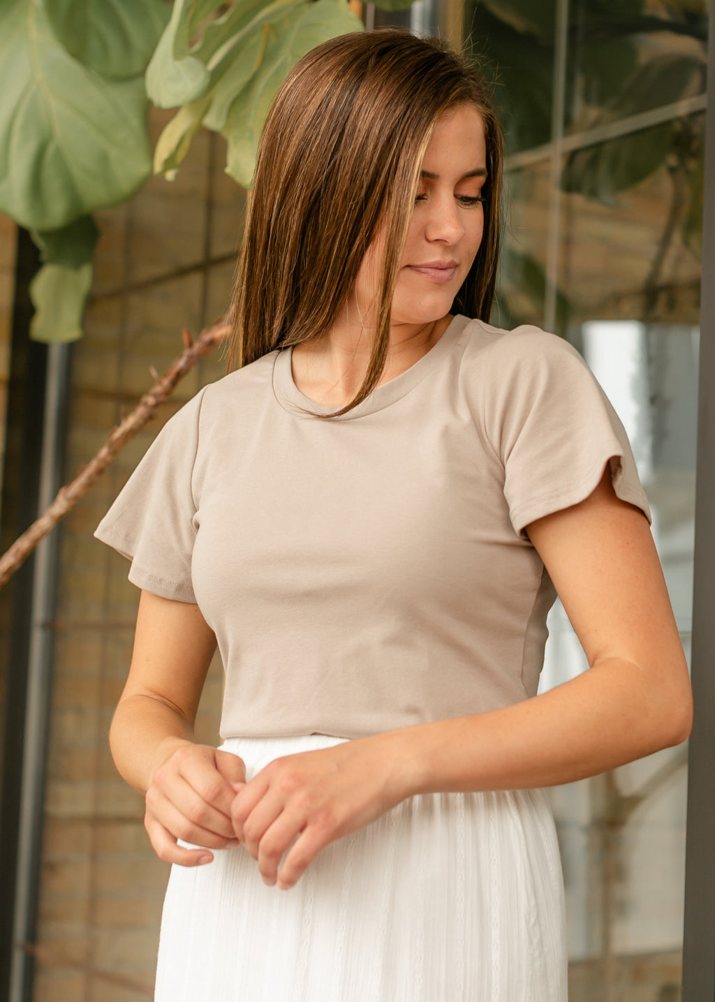 Essential Sand Flutter Sleeve Top - Pendo Store