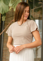 Essential Sand Flutter Sleeve Top - Pendo Store