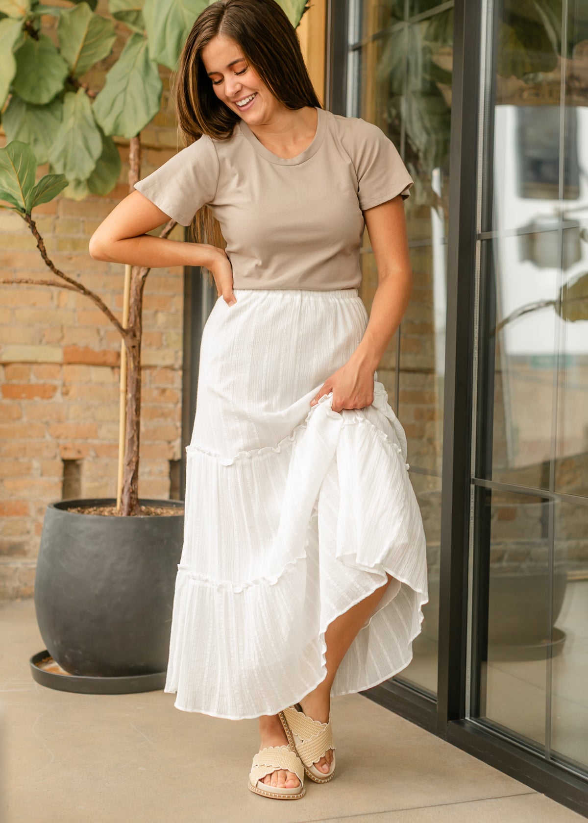 Essential Sand Flutter Sleeve Top - Pendo Store
