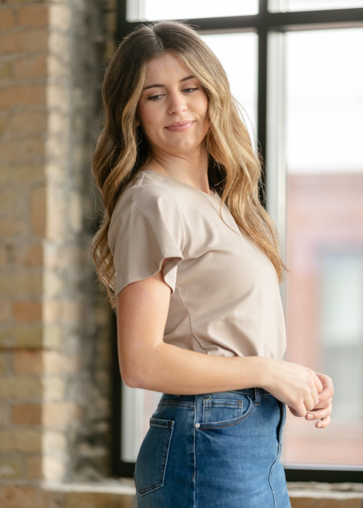 Essential Sand Flutter Sleeve Top - Pendo Store