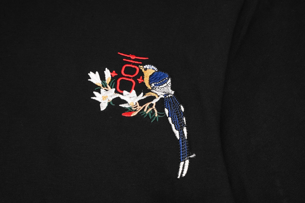 ET513 Flower and Birds Embroidered Tee - Pendo Store