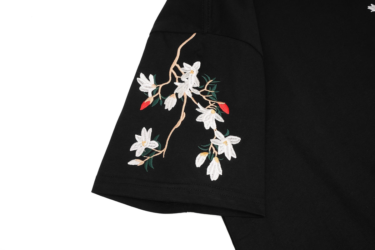 ET513 Flower and Birds Embroidered Tee - Pendo Store
