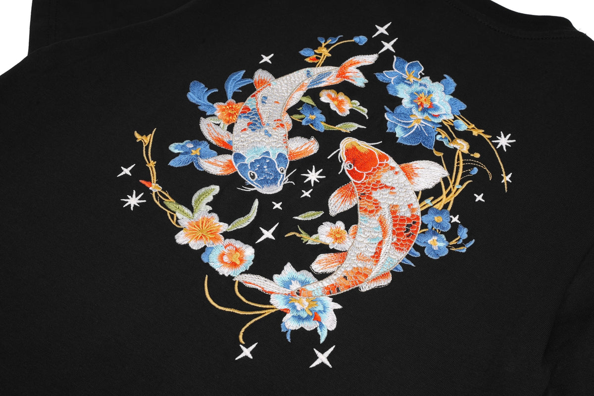 ET515 Rainbow Koi Fish Embroidered Tee - Pendo Store