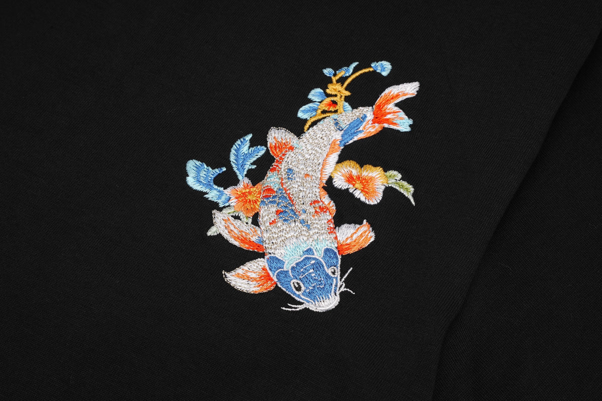 ET515 Rainbow Koi Fish Embroidered Tee - Pendo Store