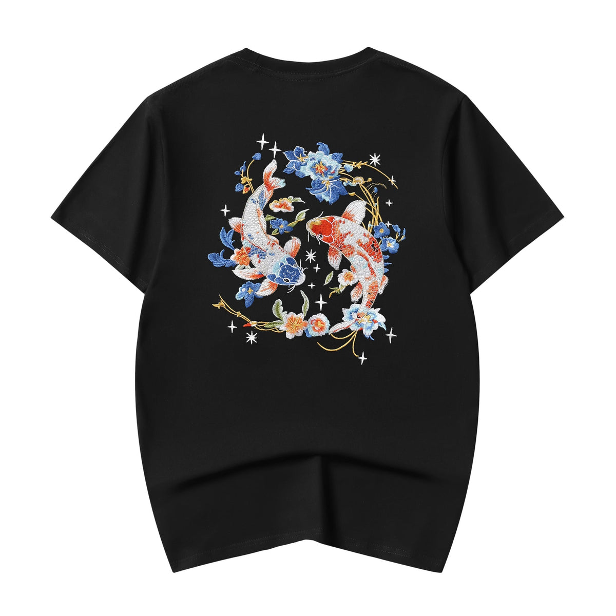 ET515 Rainbow Koi Fish Embroidered Tee - Pendo Store