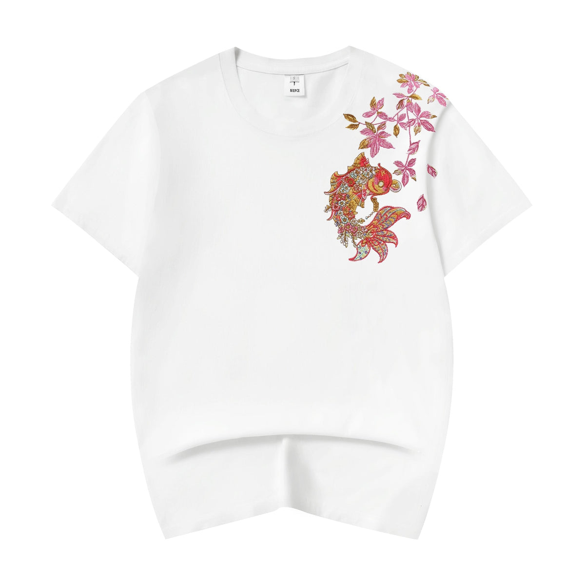 ET522 Gold Coin Koi Embroidered Tee - Pendo Store