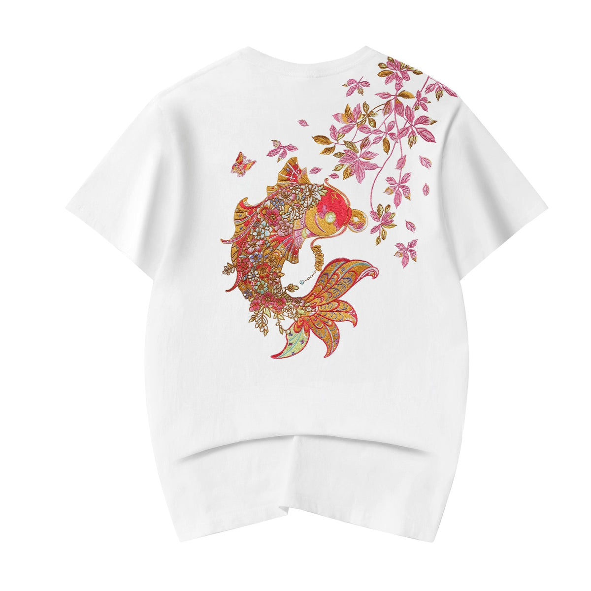 ET522 Gold Coin Koi Embroidered Tee - Pendo Store
