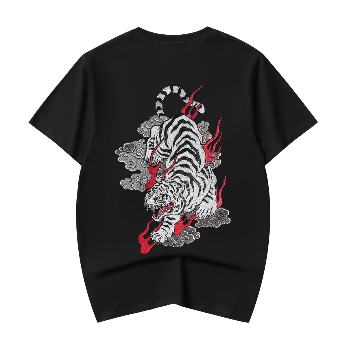 ET523 White Cloud Tiger Embroidered Tee - Pendo Store