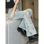 Denim Vintage Harajuku Lace-Up Flare Jeans