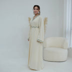 Floral Embroidered V-Neck Nida Maxi Dress(MA448)