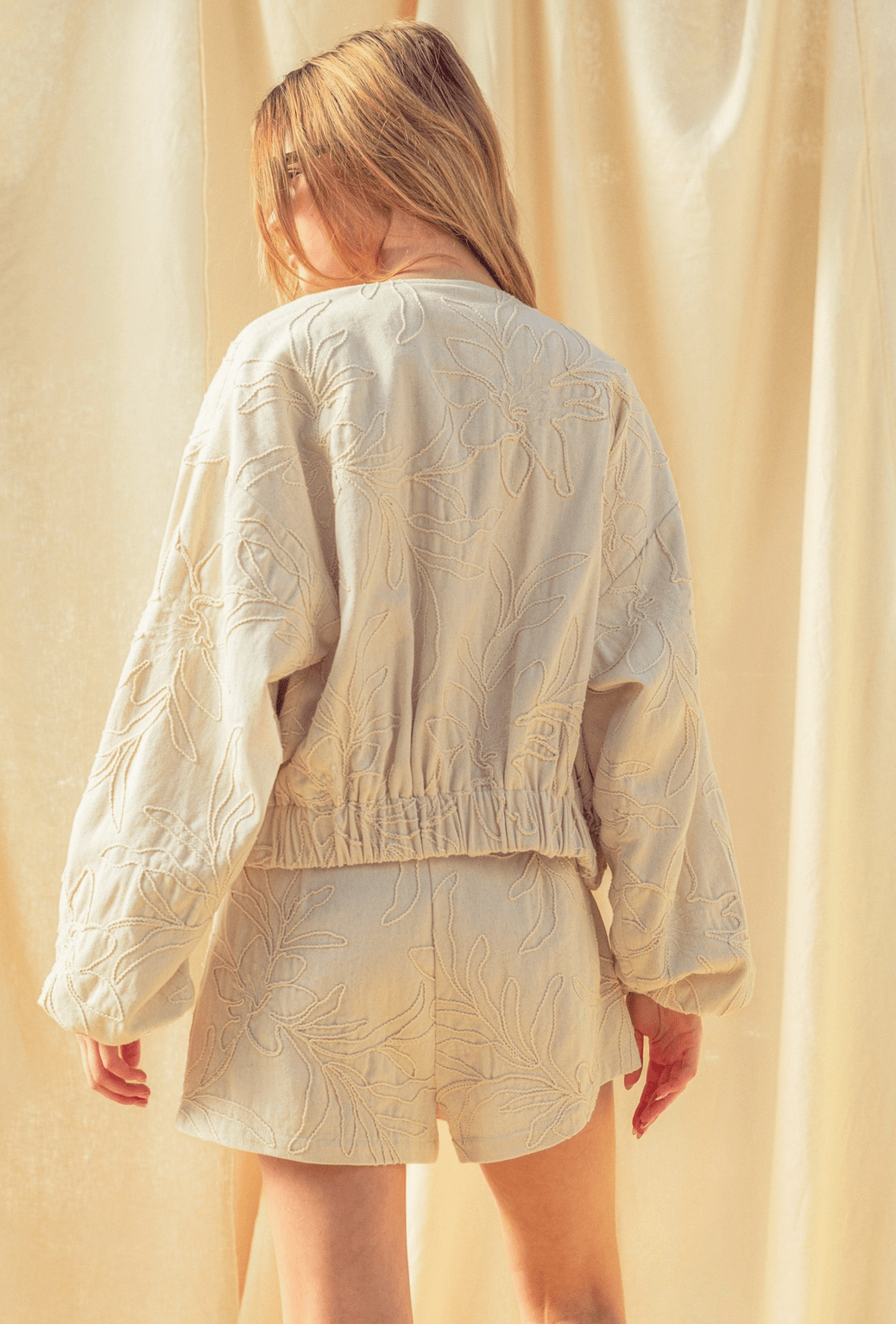 Floral Jacquard Zip Up Jacket - Pendo Store