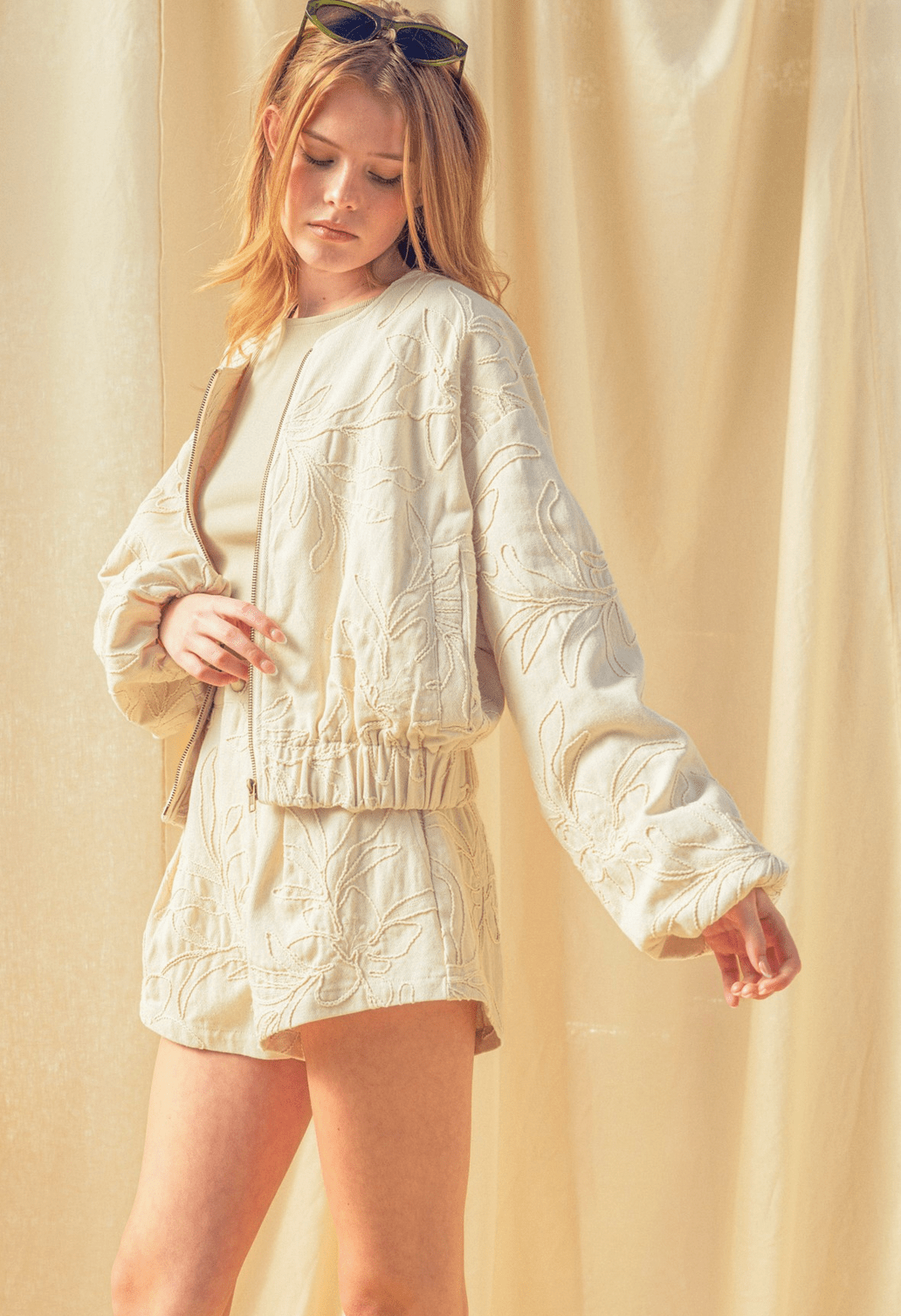 Floral Jacquard Zip Up Jacket - Pendo Store