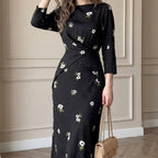 Floral Print Twist-Front Midi Dress(MS463)