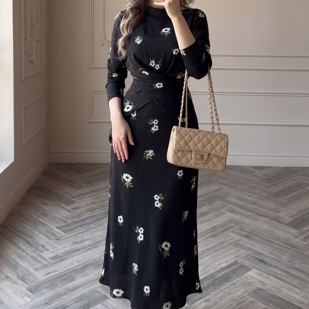 Floral Print Twist-Front Midi Dress(MS463) - Pendo Store