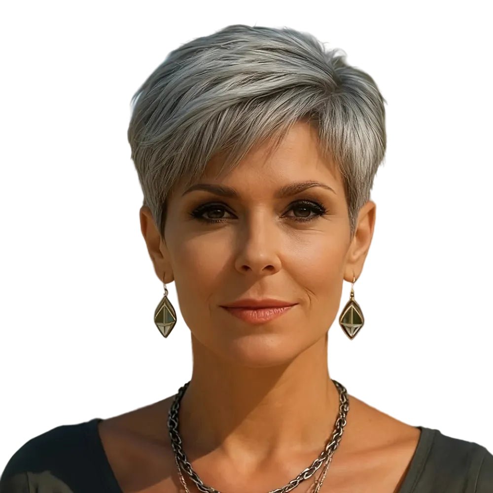 Gray Human Hair Pixie Wig - Pendo Store