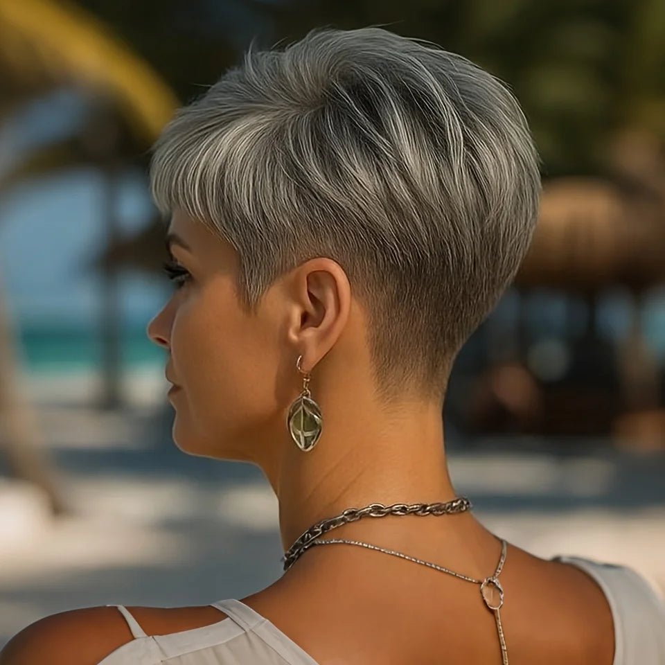 Gray Human Hair Pixie Wig - Pendo Store