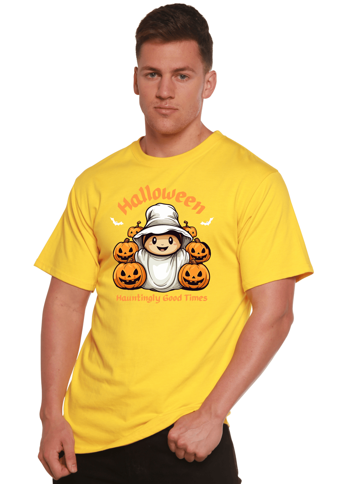 Halloween Hauntingly Good Times Day Men's Bamboo Viscose/Organic Cotton Short Sleeve Graphic T-Shirt - Pendo Store
