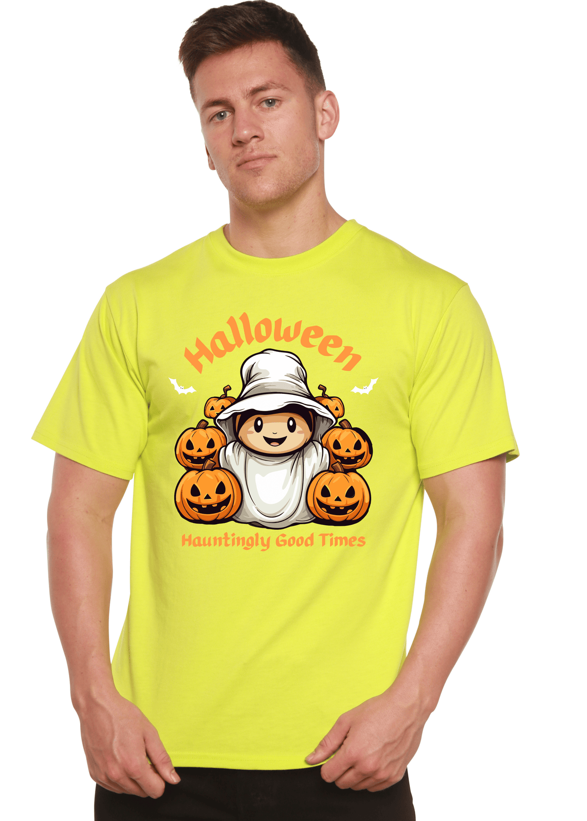 Halloween Hauntingly Good Times Day Men's Bamboo Viscose/Organic Cotton Short Sleeve Graphic T-Shirt - Pendo Store