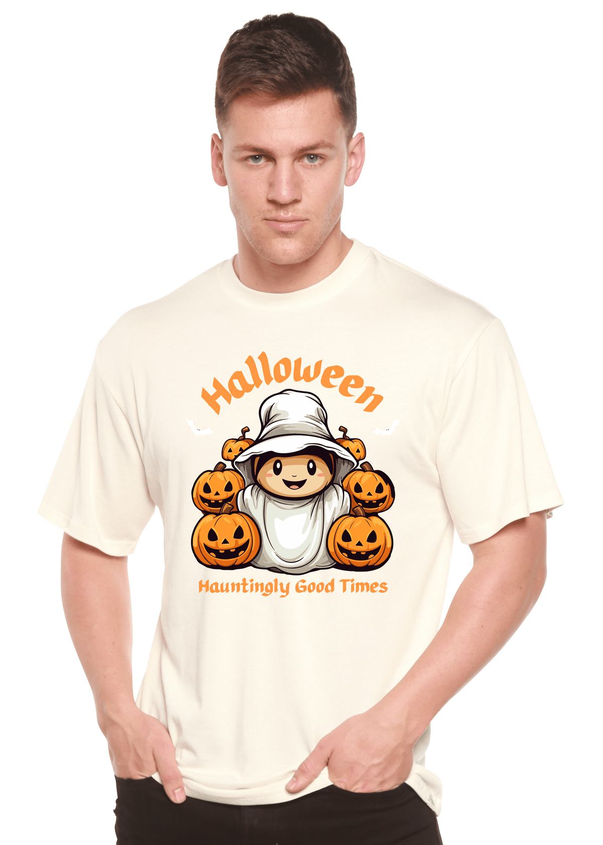 Halloween Hauntingly Good Times Day Men's Bamboo Viscose/Organic Cotton Short Sleeve Graphic T-Shirt - Pendo Store