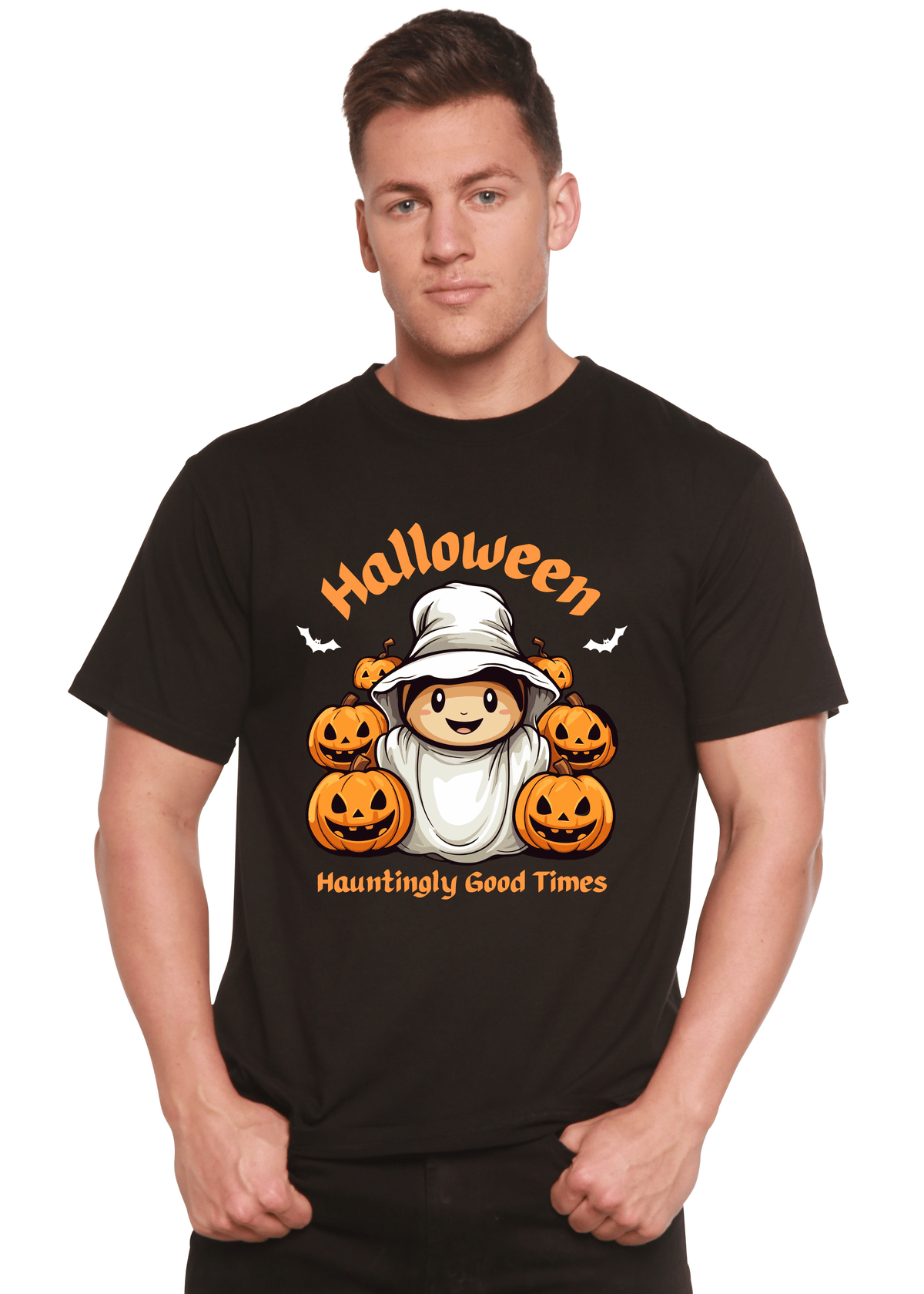 Halloween Hauntingly Good Times Day Men's Bamboo Viscose/Organic Cotton Short Sleeve Graphic T-Shirt - Pendo Store