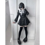 Lolita Plaid Lace Trim Dress