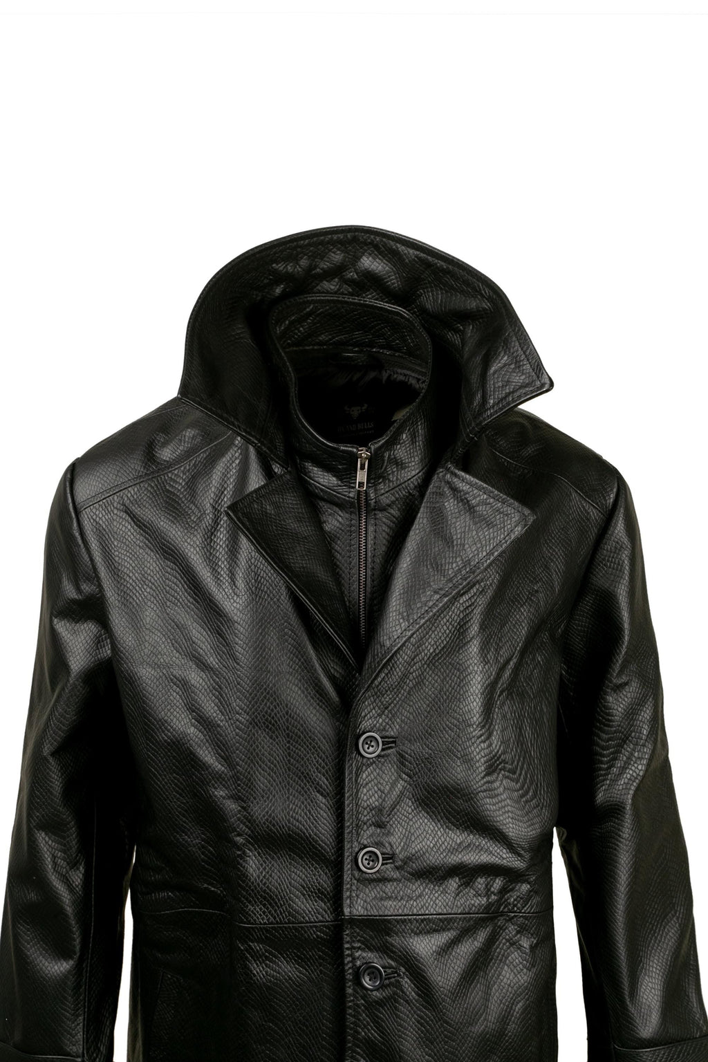 High Collar Leather Trench Coat - Pendo Store