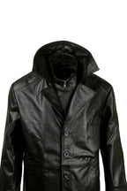 High Collar Leather Trench Coat - Pendo Store