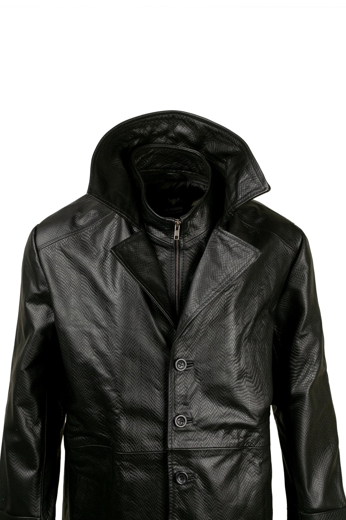 High Collar Leather Trench Coat - Pendo Store
