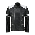 White and Black Biker Leather Jacket