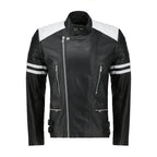 White and Black Biker Leather Jacket