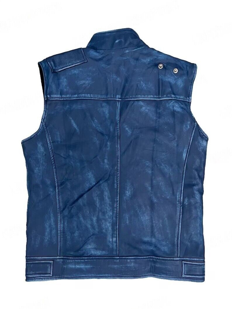 Distressed Leather Adventure Vest