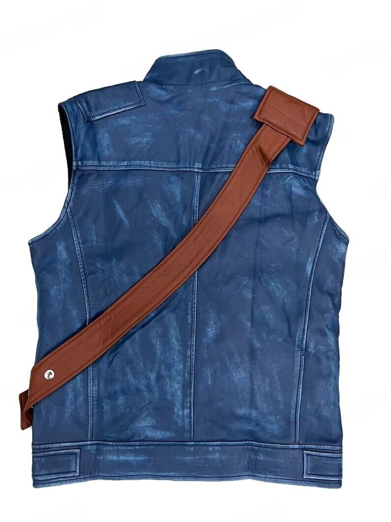 Distressed Leather Adventure Vest