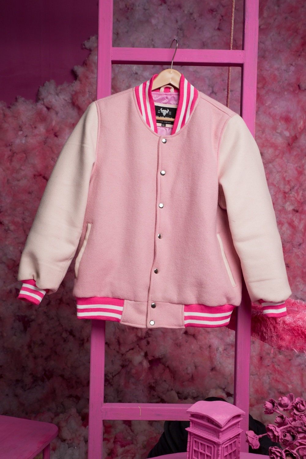 Pink and White Varsity Jacket