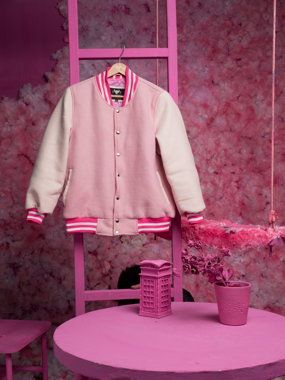 Pink and White Varsity Jacket
