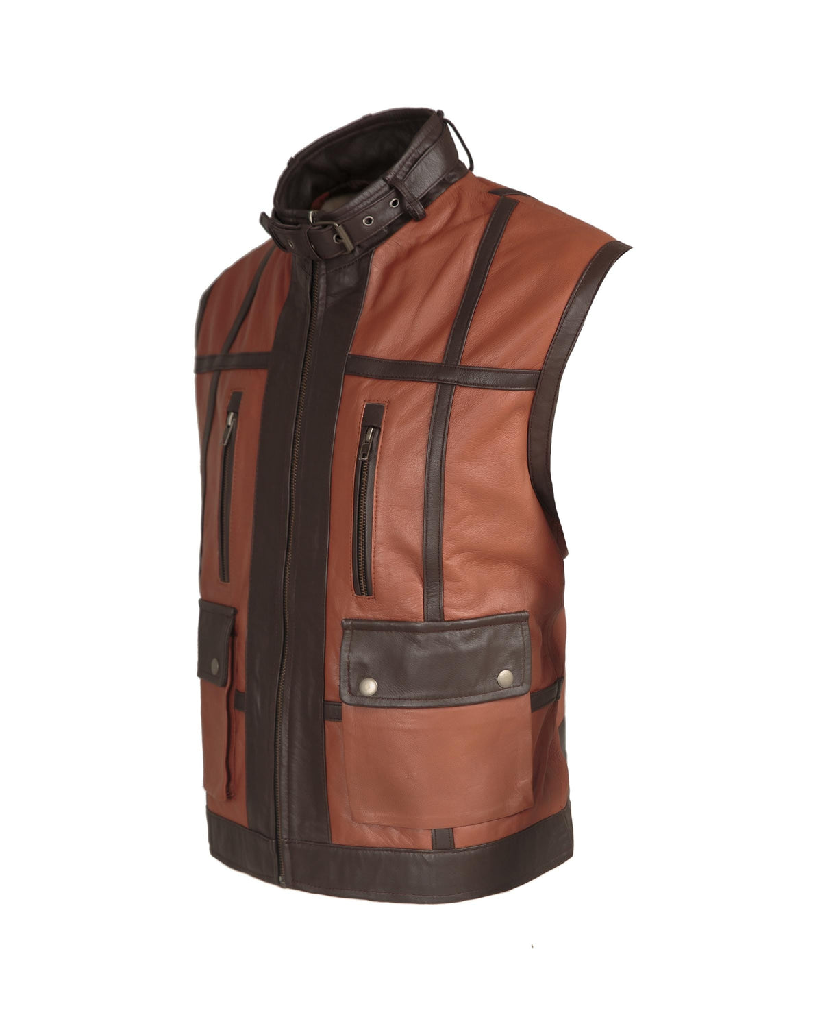 Brown Leather Hunter Vest
