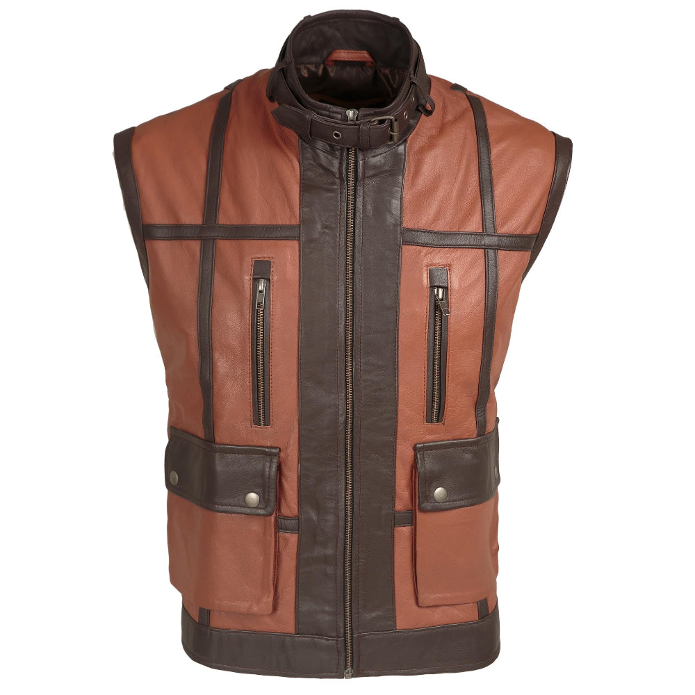 Brown Leather Hunter Vest