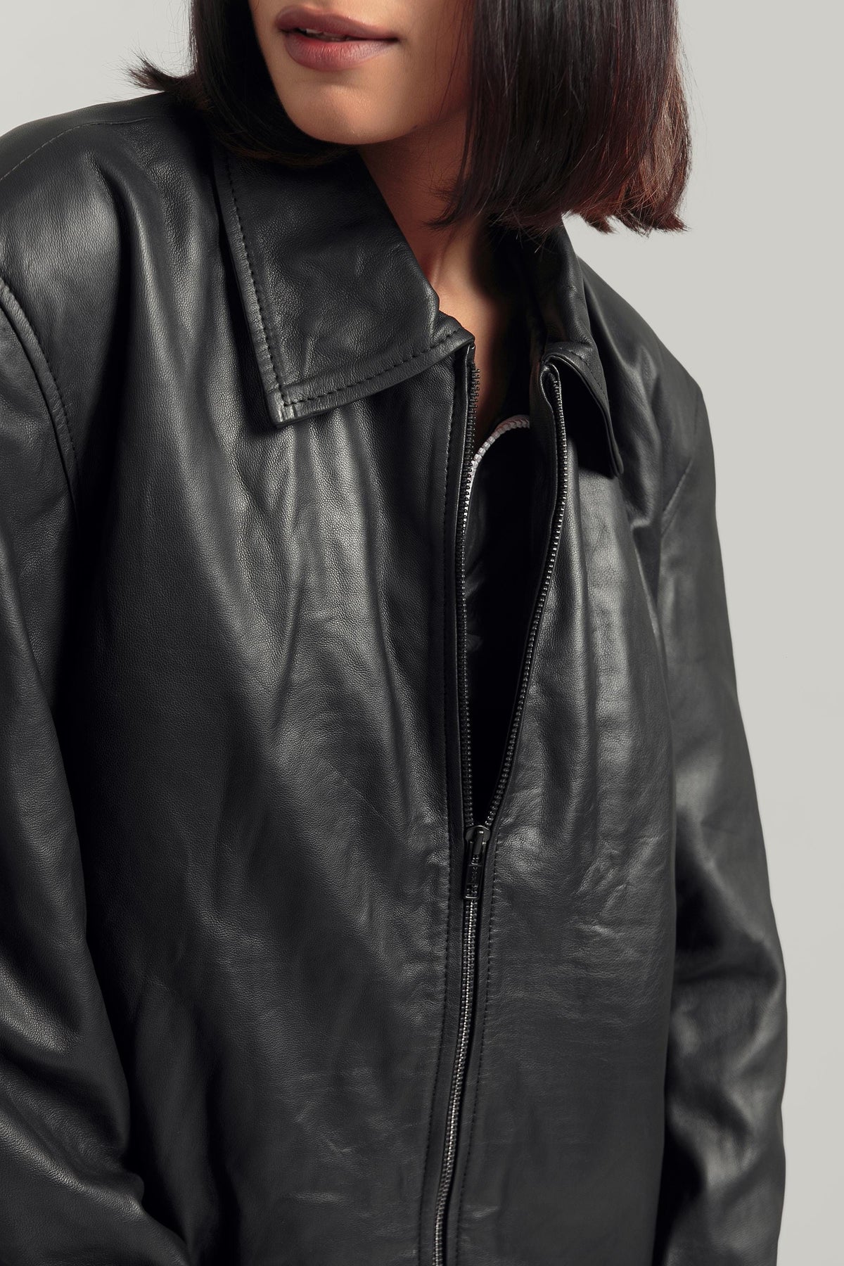 Women's Oversized Retro Biker Jacket